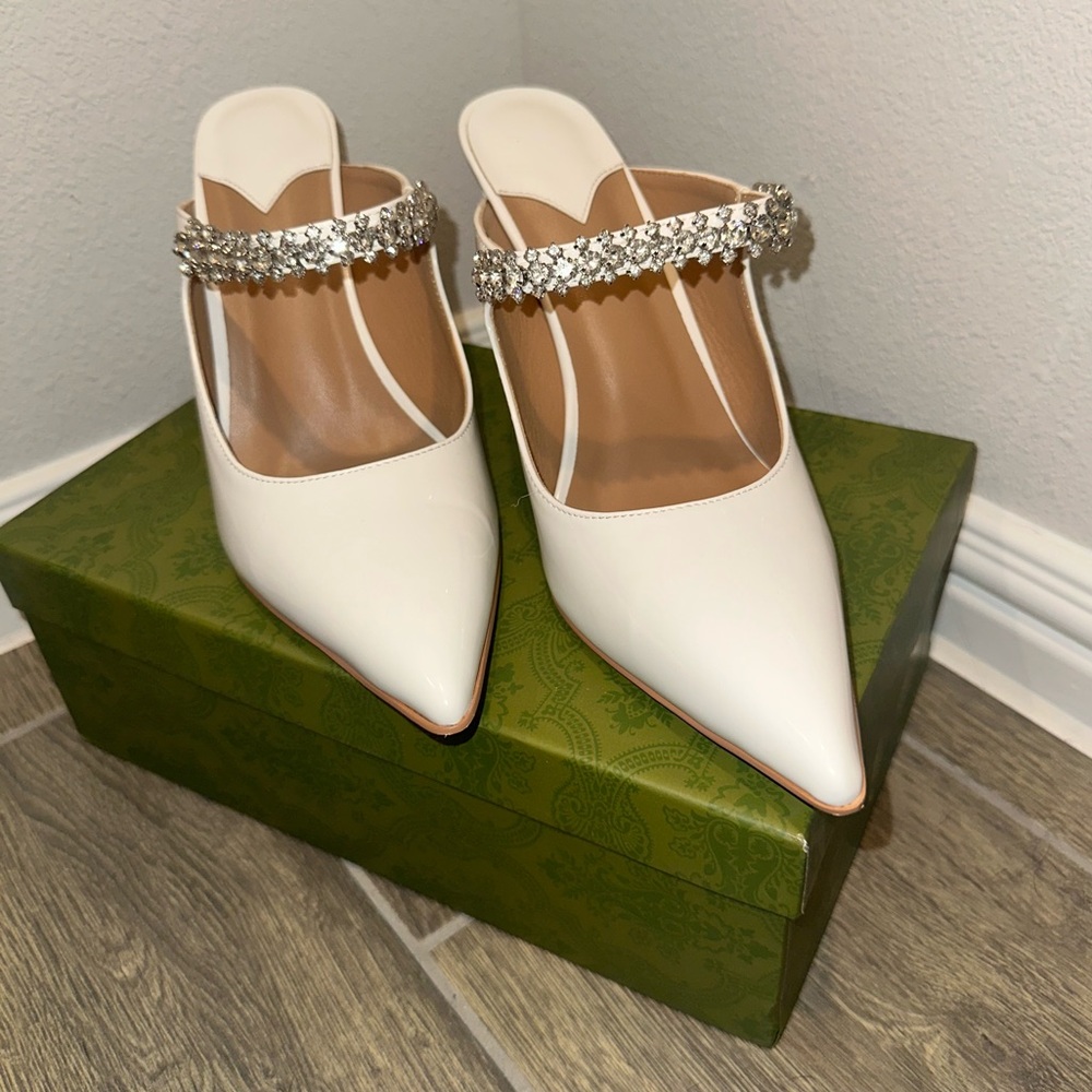 Amazon White Heels with Sparkling Strap
